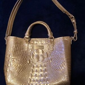 BRAHMIN Mini Arno GOLD Melbourne Genuine Leather Shoulder/Crossbody Handbag
